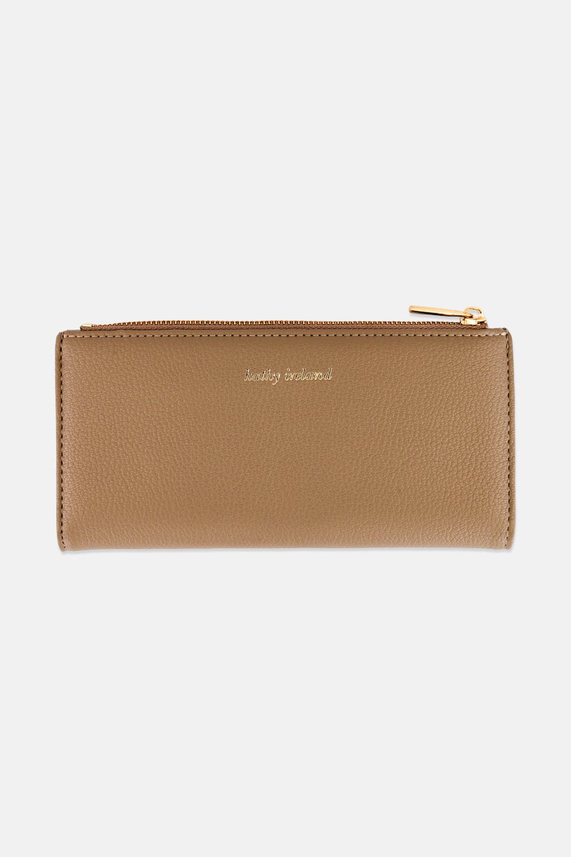 Kathy Ireland Women Brand Logo Bi Fold Long Wallet, Warm Taupe - Image 1