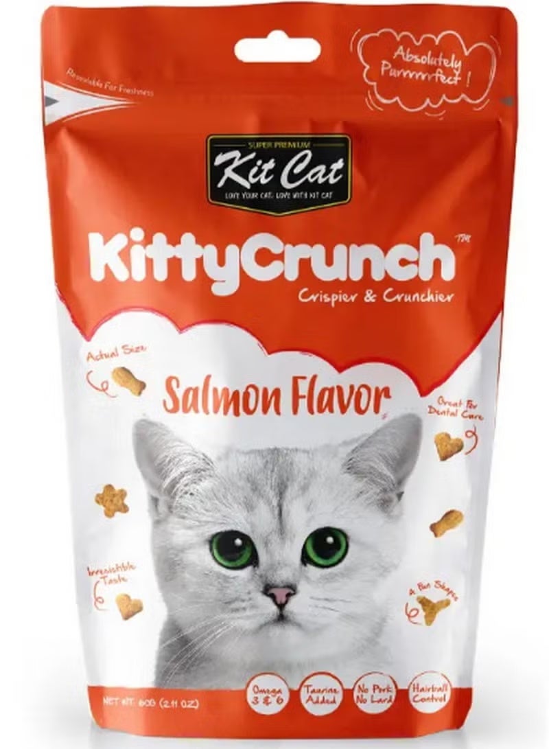 Kit Cat KittyCrunch Salmon Flavor – Super Premium Cat Treats for Dental & Hairball Care