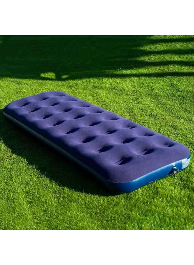 Premium Inflatable Air Mattress Bed with Soft Flocked Top for Indoor Home Use, Outdoor Camping & Beach Trips - Navy Blue - Size 191x73cm (Single) - Image 4