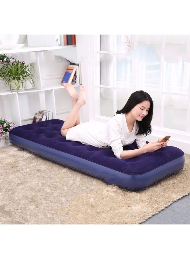 Premium Inflatable Air Mattress Bed with Soft Flocked Top for Indoor Home Use, Outdoor Camping & Beach Trips - Navy Blue - Size 191x73cm (Single) - Image 2