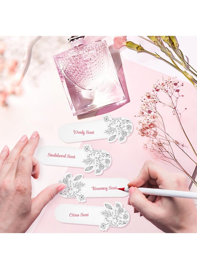 GD 100 Pcs Disposable Perfume Test Strips White Essential Oils Tester Paper - Floral Print Aromatherapy Fragrance Classification Testing Card for Essential Oil Blending, Perfume Making, Aromatherapy & Fragrance Sampling - Image 3