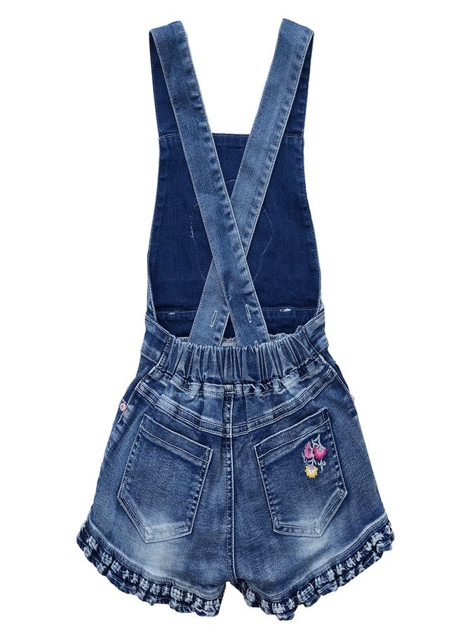 Peacolate Summer Little&Big Girls 2pcs Clothing Sets Sleeveless T-Shirt and Denim Suspenders Shorts(Flower,6Years) - Image 4