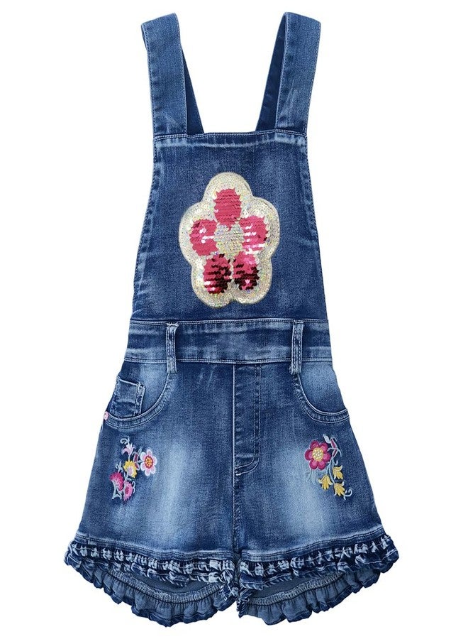Peacolate Summer Little&Big Girls 2pcs Clothing Sets Sleeveless T-Shirt and Denim Suspenders Shorts(Flower,6Years) - Image 3