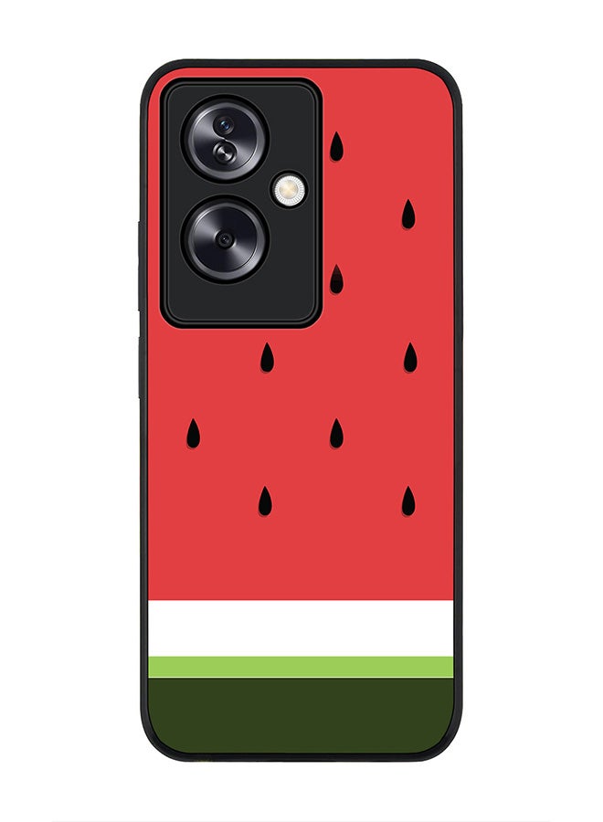 Stylizedd Rugged Black Edge Case for Oppo A79 5G, Slim fit Soft Case Flexible Rubber Edges Anti Drop TPU Gel Thin Cover - Minimal Watermelon - Image 1