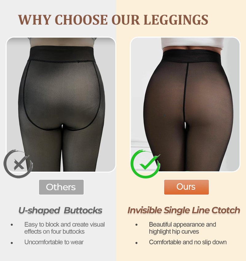 Apriddeo Footless Fleece Lined Tights One-Seam Women Warm Pantyhose Leggings Toeless Fake Translucent Thermal Sheer Tights - Image 2