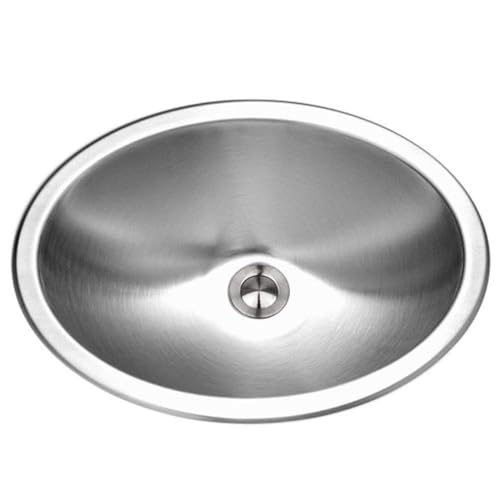 Houzer Opus Stainless Steel Bathroom Sink: 18 Inch Undermount Oval Bowl without Overflow, Optional Grid Drain, Durable & Versatile, Essential for Home & Apartment: CH-1800-1 - Image 1