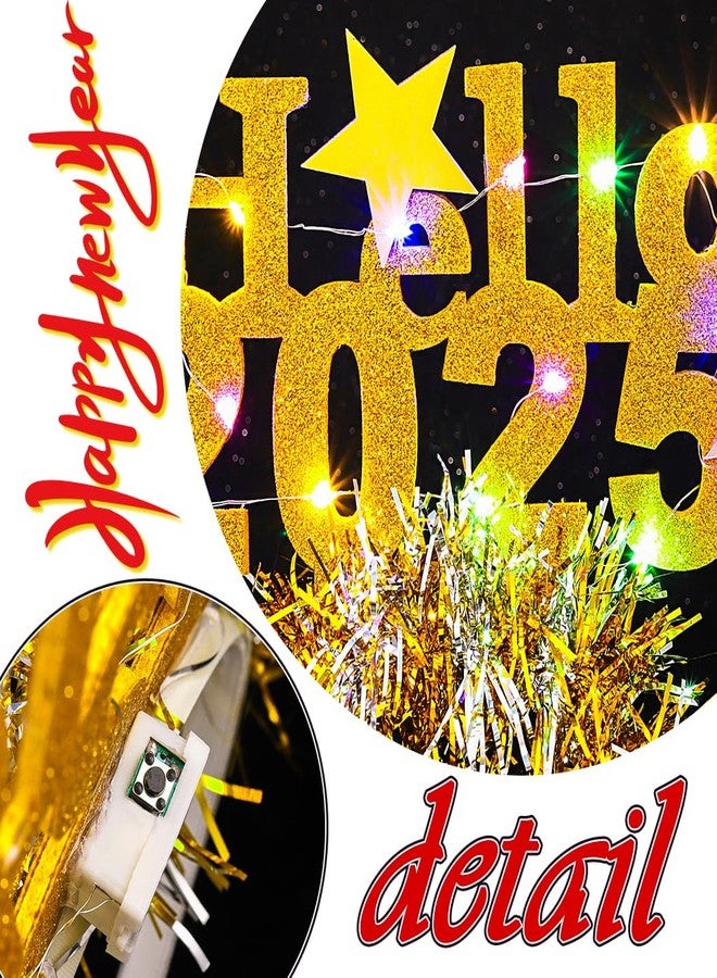 ACEDRE Light Up New Year Headband Glowing LED Star Sequin Headpieces Hello 2025 Festival Party Decorations for Women (1-Gold, Free size) - Image 5