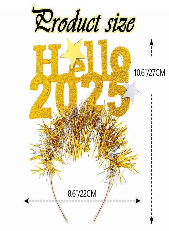 ACEDRE Light Up New Year Headband Glowing LED Star Sequin Headpieces Hello 2025 Festival Party Decorations for Women (1-Gold, Free size) - Image 3