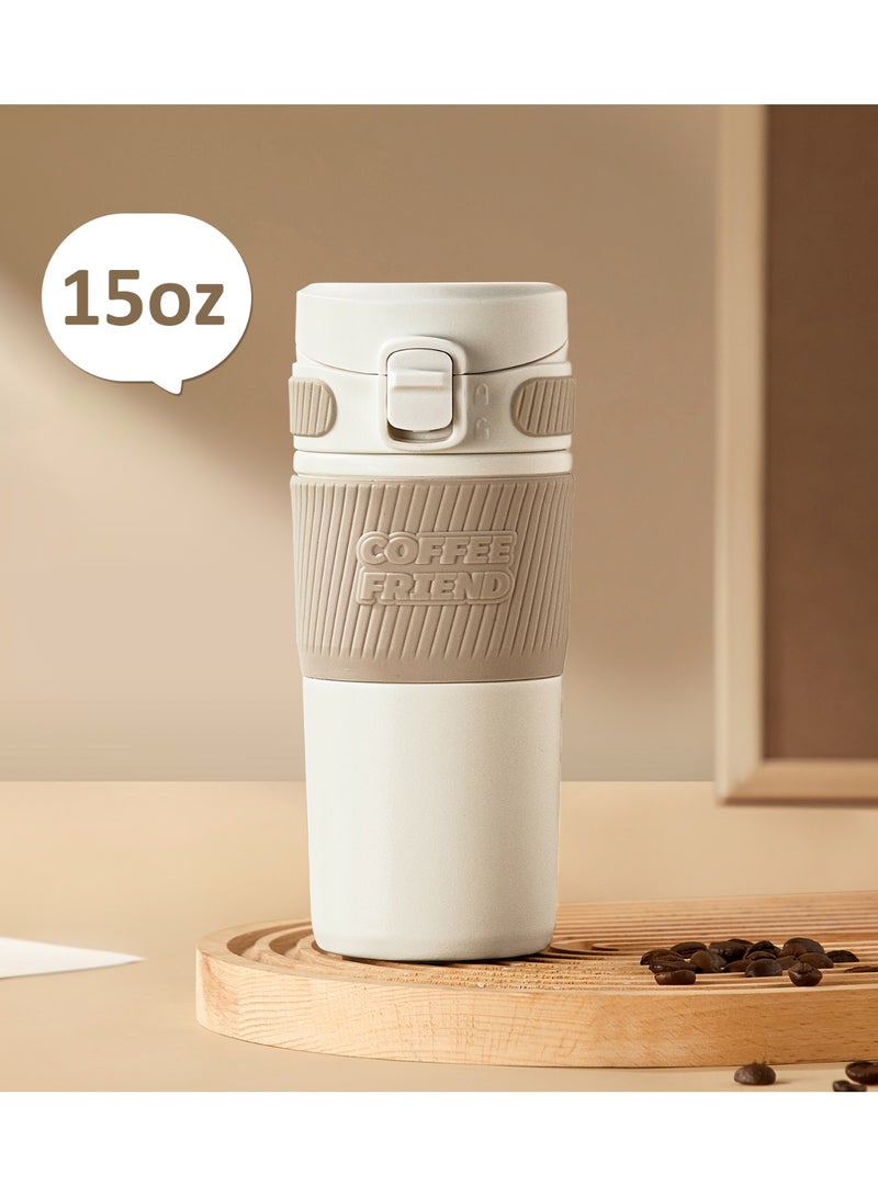 TKK 450ml Stainless Steel Coffee thermos 316 with Anti Scalding Silicone Head Case Keep Temperature for 6 to 12 Hours |  White - Image 1