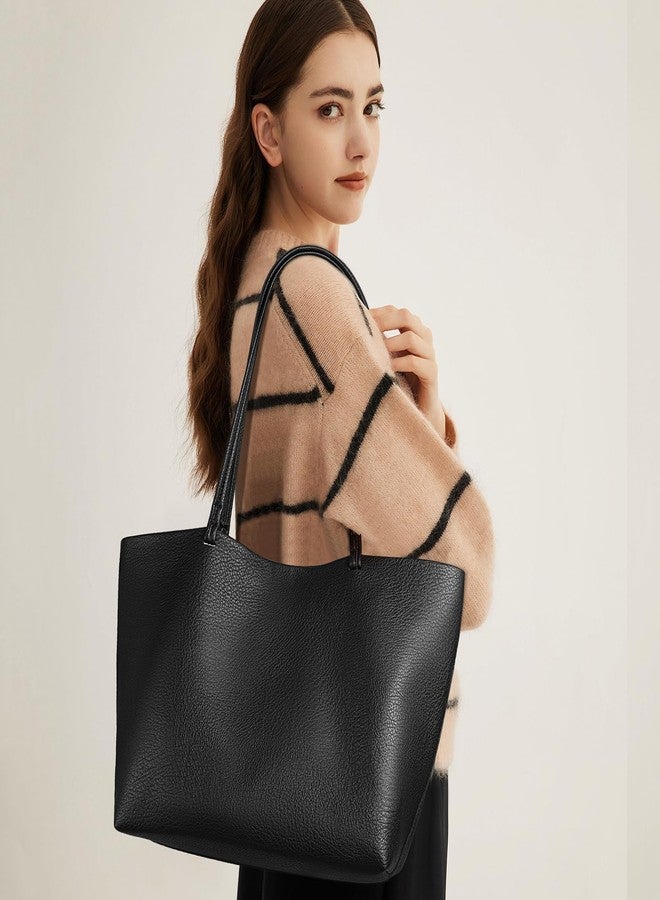 SENDEFN حقيبة توت جلدية SENDEFN للنساء حقيبة عمل كتف كبيرة مع مقبض علوي وحقائب يد وسفر للسيدات مع جيب بسحاب - Image 2