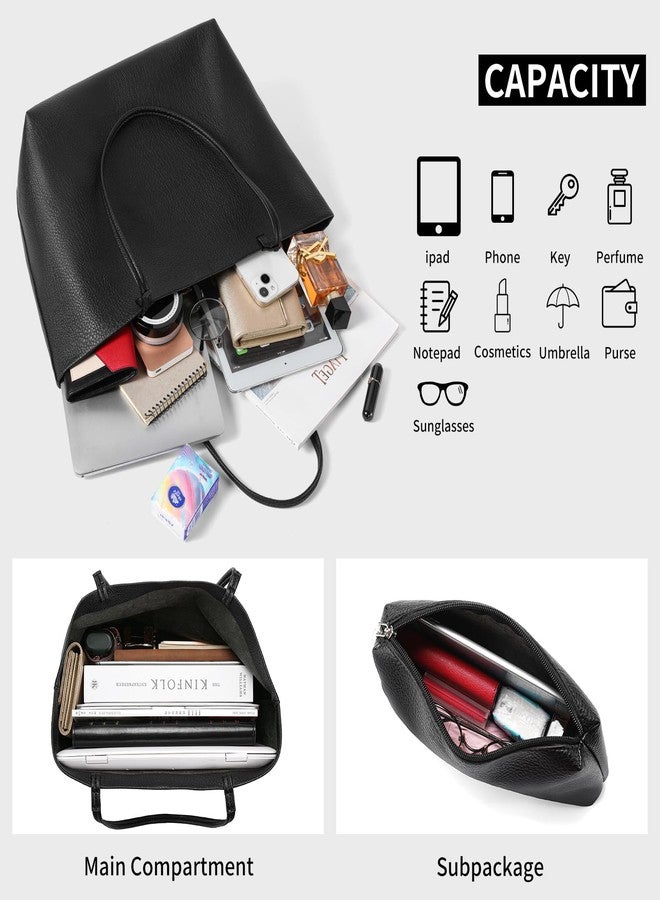 SENDEFN حقيبة توت جلدية SENDEFN للنساء حقيبة عمل كتف كبيرة مع مقبض علوي وحقائب يد وسفر للسيدات مع جيب بسحاب - Image 3