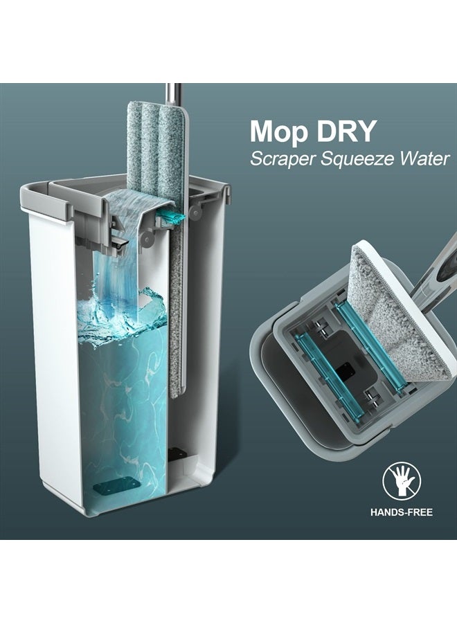 JOYMOOP Mop and Bucket with Wringer Set, Hands Free Flat Floor Mop and Bucket, with 3 Washable Microfiber Pads, Wet and Dry Use, Floor Cleaning System - Image 2