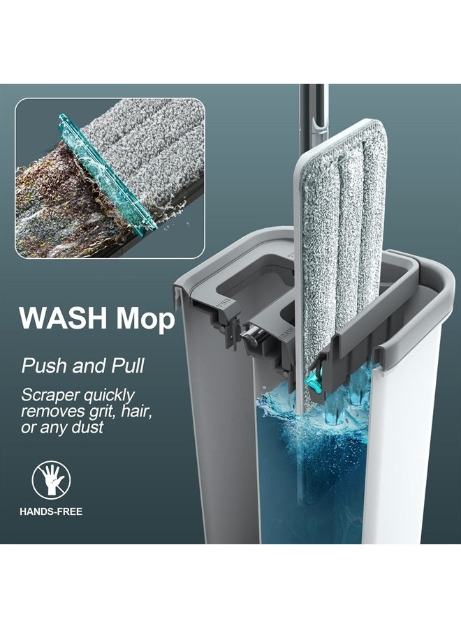 JOYMOOP Mop and Bucket with Wringer Set, Hands Free Flat Floor Mop and Bucket, with 3 Washable Microfiber Pads, Wet and Dry Use, Floor Cleaning System - Image 3