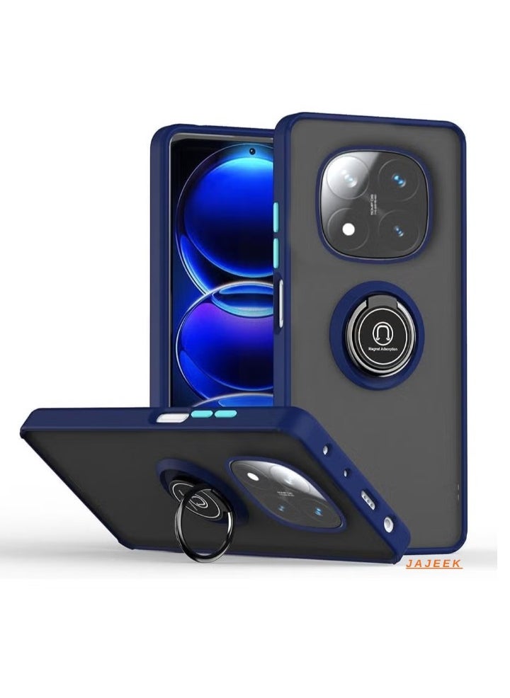 JAJEEK Xiaomi Redmi Note 14 Pro Plus 5G Rotational Metal Ring Grip Kickstand Cover – Magnetic Car Mount Holder, Shockproof TPU Bumper Case for Maximum Protection and Convenience - Image 1