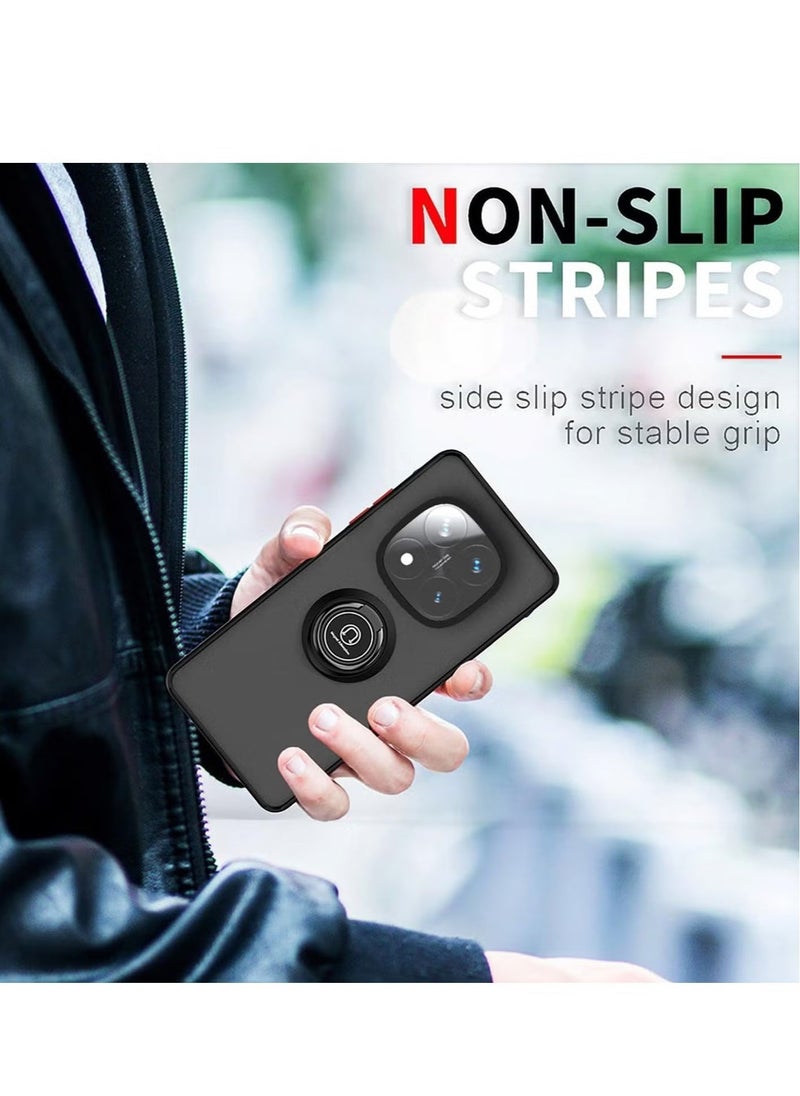 JAJEEK Xiaomi Redmi Note 14 Pro Plus 5G Rotational Metal Ring Grip Kickstand Cover – Magnetic Car Mount Holder, Shockproof TPU Bumper Case for Maximum Protection and Convenience - Image 4