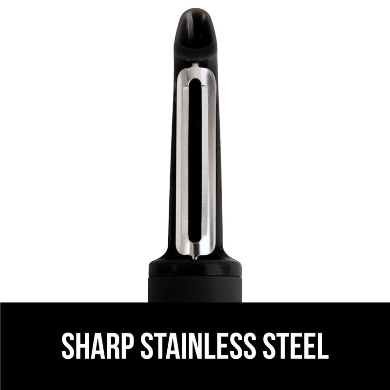 GORILLA GRIP Patented BPA-Free Sharp Stainless Steel Dual Swivel Vegetable Peeler, Soft Comfortable Handle, Smoothly Peel Apples Potatoes Carrots, Includes Blade Cover, Holiday Prep Essentials, Black - Image 3