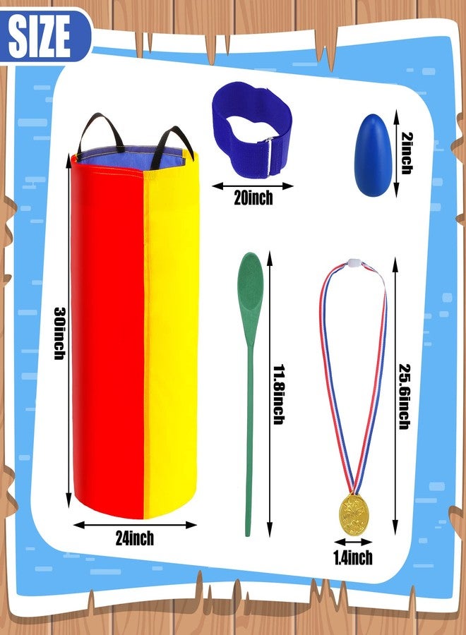 Deekin 53 Pieces Outdoor Lawn Game Carnival Toss Set Potato Sack Race Bags Egg and Spoon Race Party Ring Bean Bag Tossing Cones Prizes for Adult Family Birthday Party Outdoor Game Supplies - Image 5