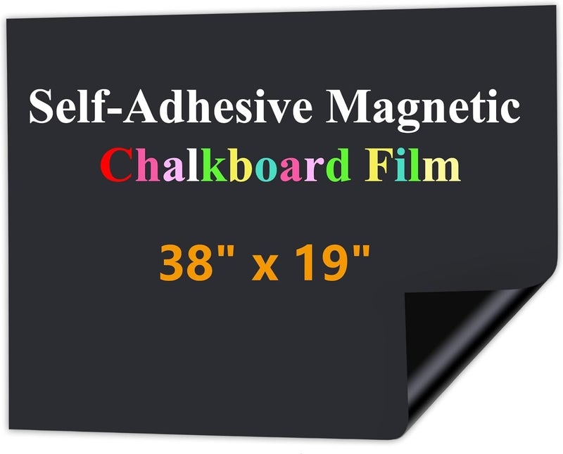 magy store Magnetic Chalkboard Film, 19" x 13" Magnetic Blackboard Sheet not Sticker for Wall, Dry Erase Chalk Board for Office, School, and Kids, Includes Dustless Chalk, and Magnet - Image 1