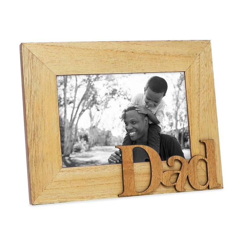 Isaac Jacobs Natural Wood Sentiments Dad Picture Frame 4x6 inch Photo Gift for Father Family Display on Tabletop Desk Natural 4x6