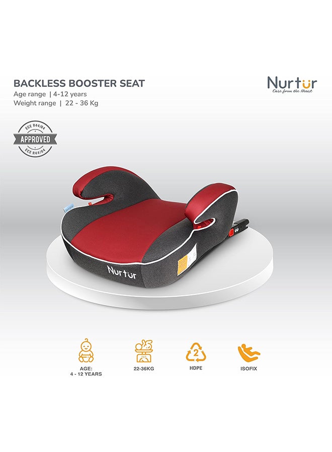 Nurtur مقعد سيارة معزز للأطفال من Enzo - مقعد بمسند للذراع، مقعد سيارة معزز ضيق بدون ظهر للسفر، المجموعة 3، 22 كجم - 36 كجم (تقريبًا من 6 سنوات إلى 12 سنة) - أحمر - Image 2