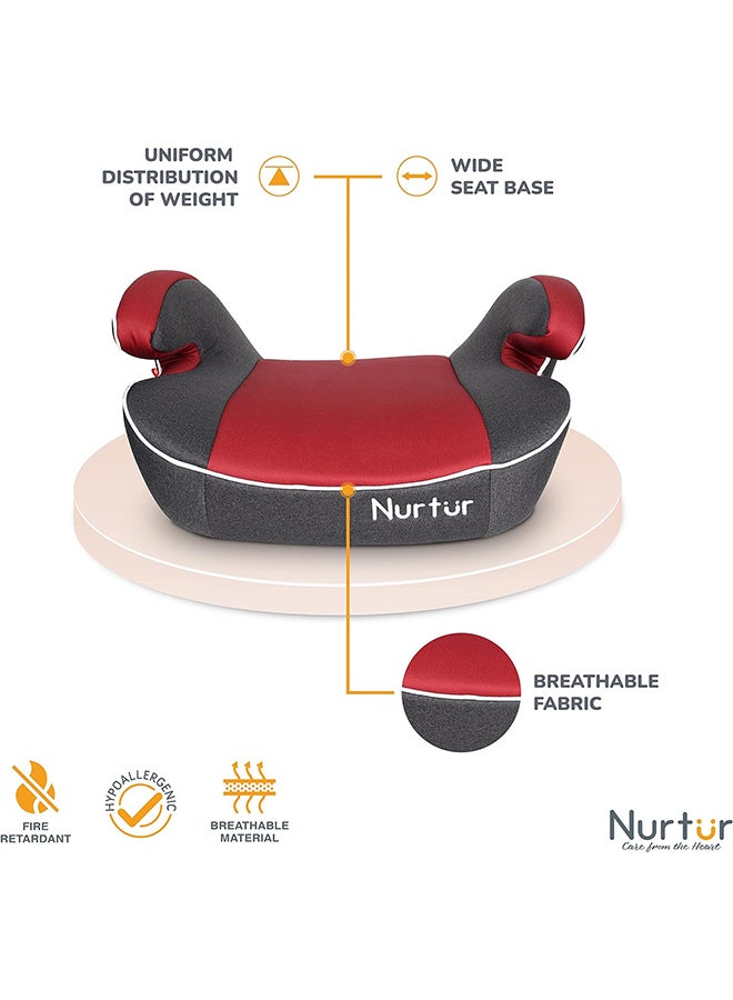 Nurtur مقعد سيارة معزز للأطفال من Enzo - مقعد بمسند للذراع، مقعد سيارة معزز ضيق بدون ظهر للسفر، المجموعة 3، 22 كجم - 36 كجم (تقريبًا من 6 سنوات إلى 12 سنة) - أحمر - Image 3