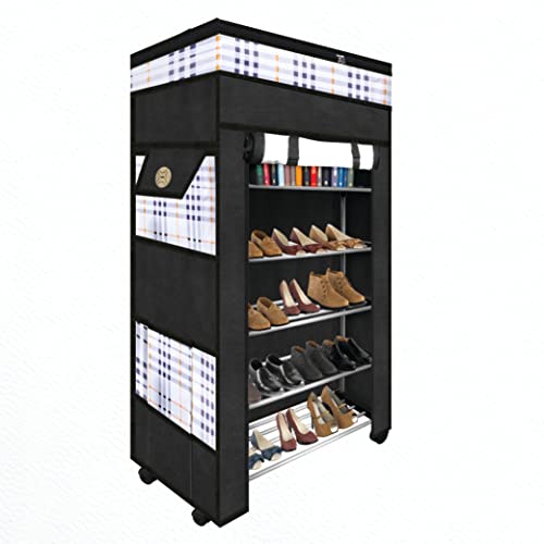 TRENDY Metal Multipurpose Foldable Shoe Rack for Home with Cover | 360 ° Rotating Wheels, Dustproof Zip Cover with Side and Zipper Top Pockets - Image 4