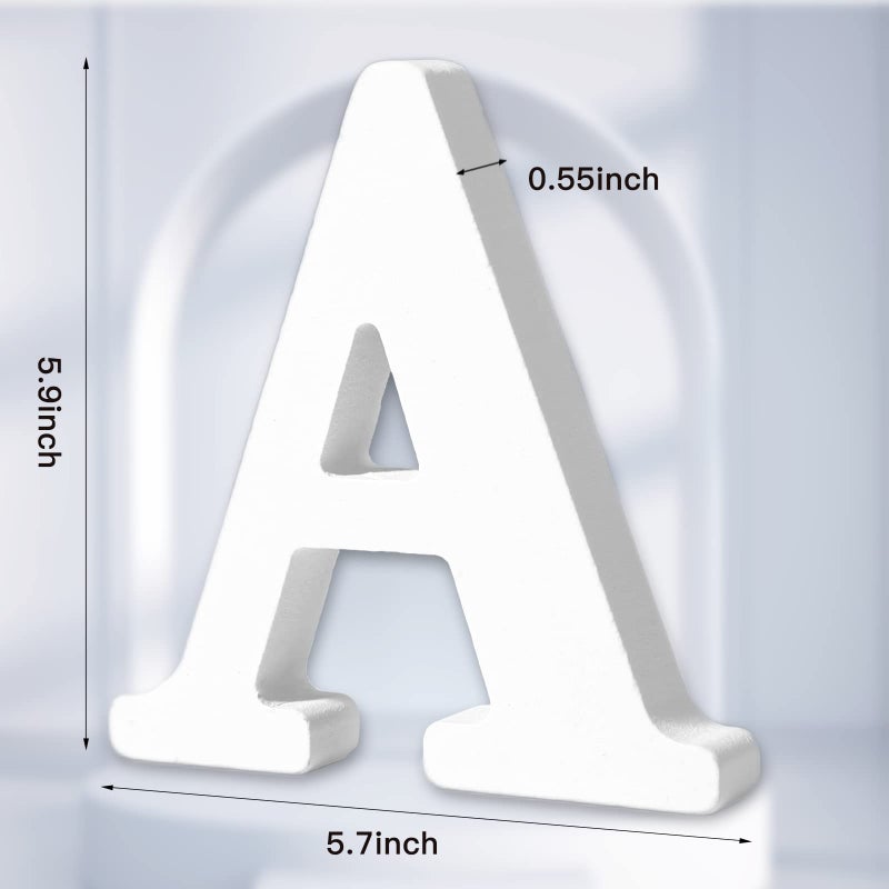 AOCEAN 6 Inch White Wood Letters - Unfinished Wood Letters for Wall Christmas Decor Standing Letters Slices Sign Board Decoration for Xmas Home Party Projects (A) - Image 2
