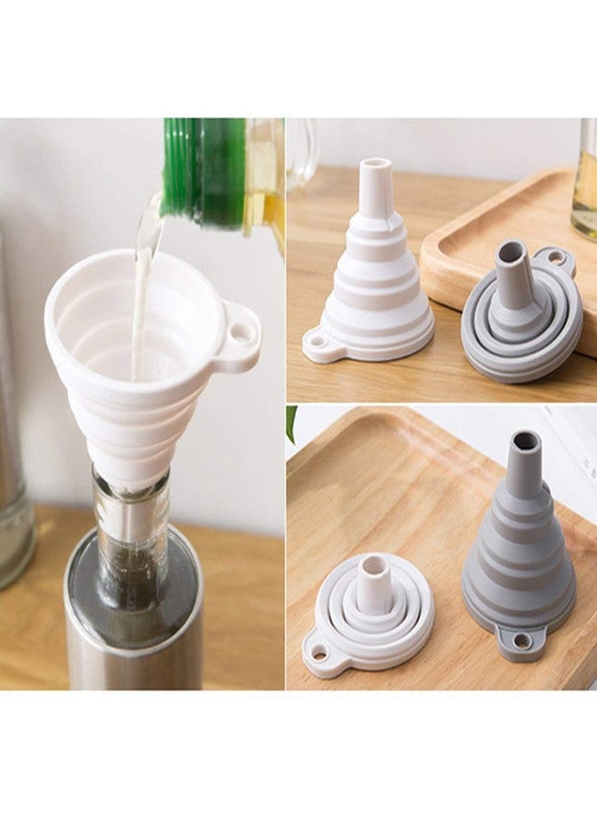 Jowxsx عبوتان من قمع السيليكون القابل للطي، مرن وقابل للطي، قمع مطبخ لنقل السوائل/المساحيق من زجاجات المياه، فتحة واسعة، أدوات وأجهزة طعام متخصصة، رمادي وأبيض - Image 3