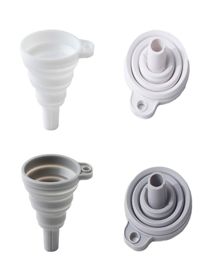 Jowxsx عبوتان من قمع السيليكون القابل للطي، مرن وقابل للطي، قمع مطبخ لنقل السوائل/المساحيق من زجاجات المياه، فتحة واسعة، أدوات وأجهزة طعام متخصصة، رمادي وأبيض - Image 1