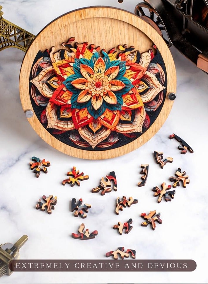 general Mandala Puzzle - Super High Difficulty, Shaped Grade 10, Irregular Wooden Brain Teaser for Adults - Image 3
