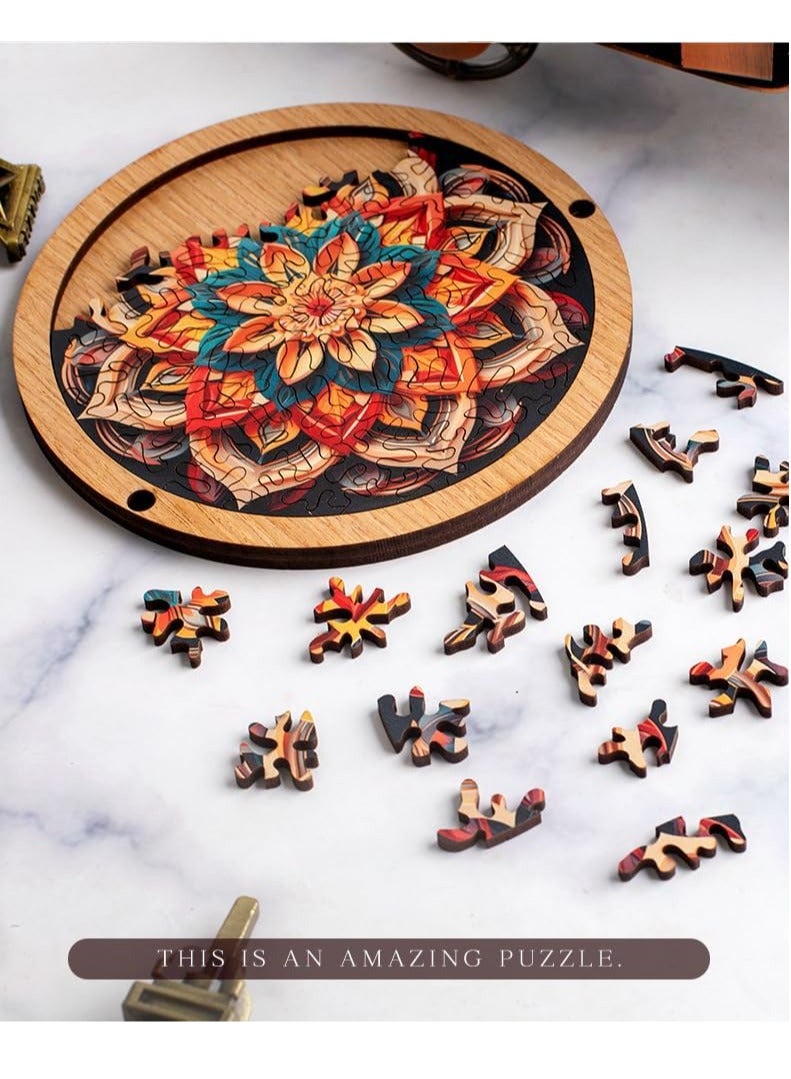 general Mandala Puzzle - Super High Difficulty, Shaped Grade 10, Irregular Wooden Brain Teaser for Adults - Image 5