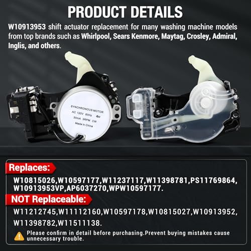 M Motico Upgraded W10913953 49tyz-e120a1 Washer Shift Actuator Compatible with Whirlpool Maytag Kenmore Amana WTW5000DW1 MVWX655DW1 NTW4516FW3, Replace W10597177 PS11769864 W10913953VP W10815026, 120V 60Hz 4W - Image 3