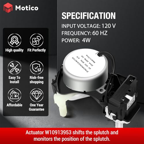M Motico Upgraded W10913953 49tyz-e120a1 Washer Shift Actuator Compatible with Whirlpool Maytag Kenmore Amana WTW5000DW1 MVWX655DW1 NTW4516FW3, Replace W10597177 PS11769864 W10913953VP W10815026, 120V 60Hz 4W - Image 2