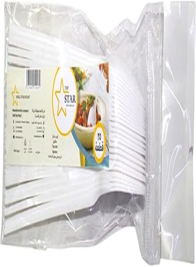 Topstar Top Star Plastic Spoon 25-Pieces Set, White/Clear