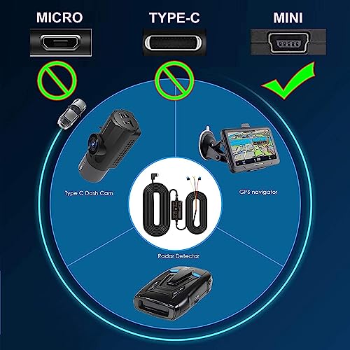 Gebildet مجموعة توصيل كاميرا داش كام الصلبة من جيبيلدت، منفذ USB مصغر، كابل شاحن سيارة DC 12V - 24V إلى 5V/2.5A كحد أقصى مع فيوز، حماية من الجهد المنخفض لكاميرات داش كام - Image 2