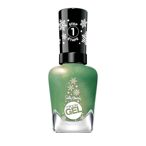 Sally Hansen Miracle Gel Under the Tree Long Lasting GelLike Formula No UV Lamp Needed Green Glitter Nail Polish - Image 1