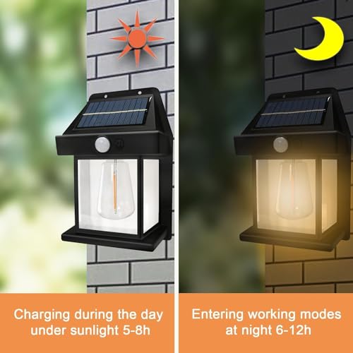 GRAVIN Solar Light,Solar Wall Lights Outdoor, Wireless Dusk to Dawn Porch Lights Fixture, Solar Wall Lantern Fixture, with 3 Modes& Waterproof Exterior Lighting(Heavy Material) - Image 4