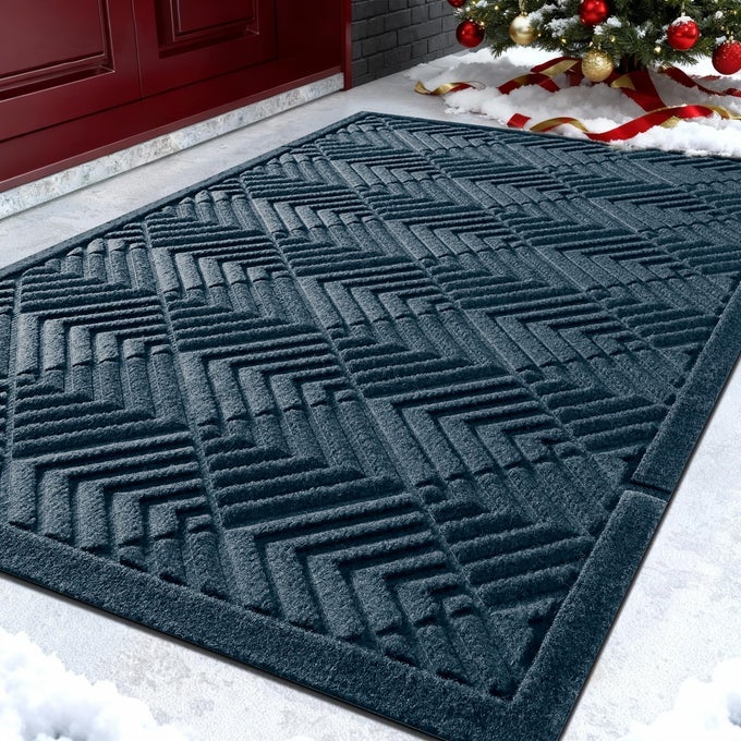 DOOR MATS OUTDOOR 295X17 ALLSEASON WATERPROOF OUTDOOR MATS FOR FRONT DOOR ENTRANCE WITH DRAINAGE HOLES HEAVY DUTY NONSLIP DOORMAT FOR GARAGE PATIO ENTRYWAY INDOOR BLUE