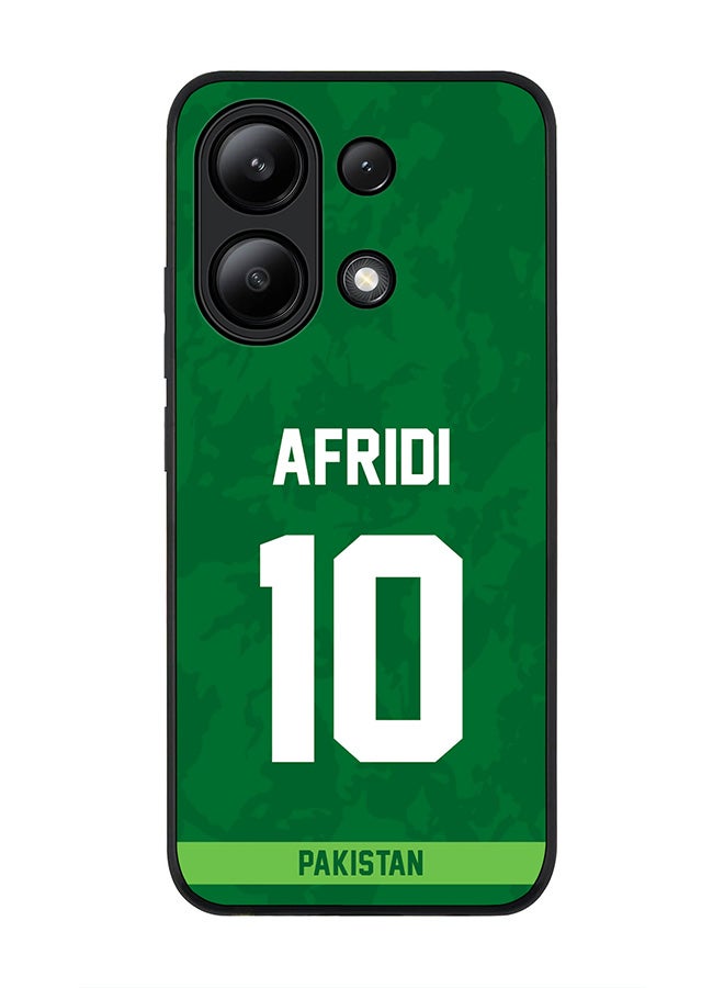 Stylizedd Rugged Black edge case for Xiaomi Redmi Note 13 4G, Slim fit Soft Case Flexible TPU Gel Thin Cover -  Team Pakistan AFRIDI, Jersey No 10 - Image 1