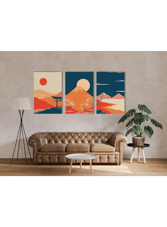 Home Gallery home gallery Set of three Decorative Frames Oriental Landscape Printed Canvas wall art - Image 2