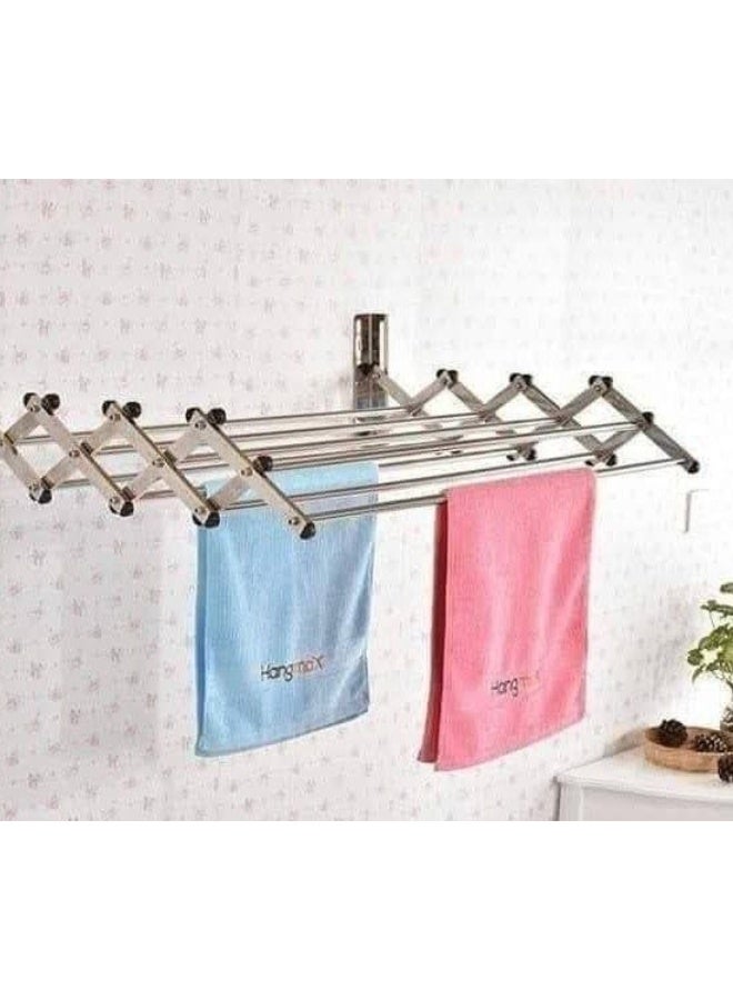 Stainless steel clothes drying rack, 100 cm wide.
