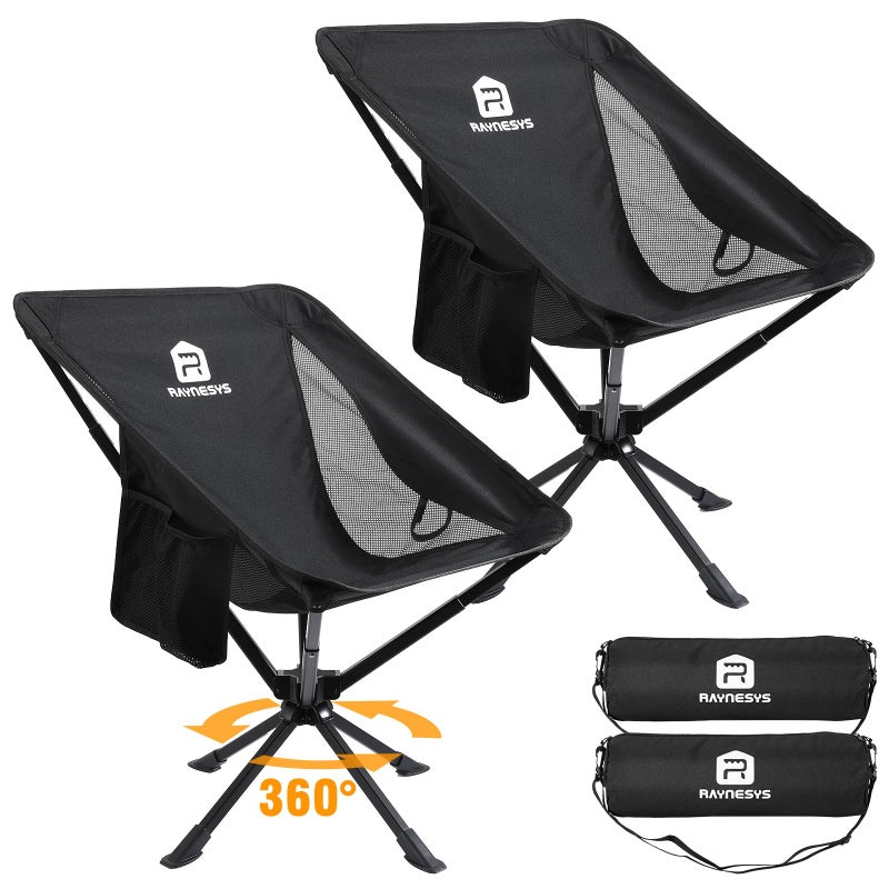 Raynesys Portable Camping Chair 2 Pack, 8 Seconds Quick Setup Folding Camping Chair, Flexible 360Â° Rotation, 3.8Lb Lightweight Travel Chairs for Easy Carry to Hiking, Sporting, Travel, Beach - Image 1