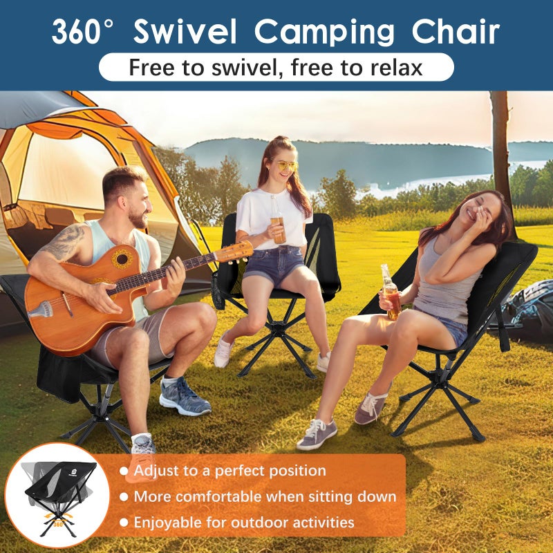 Raynesys Portable Camping Chair 2 Pack, 8 Seconds Quick Setup Folding Camping Chair, Flexible 360Â° Rotation, 3.8Lb Lightweight Travel Chairs for Easy Carry to Hiking, Sporting, Travel, Beach - Image 2