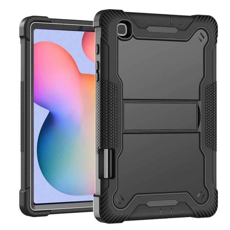 AD حافظة سامسونج تاب مقاومة للصدمات متوافقة مع Samsung Galaxy Tab S6 Lite / Samsung Galaxy Tab A7 باللون أسود مع غطاء حماية ووظيفة حامل وحمل يومي للتابلت مقاوم للصدمات بوظيفة حامل با. - Image 1