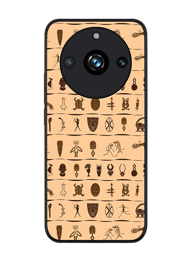 Stylizedd Rugged Black Edge case for Realme 11 Pro/Realme 11 Pro+, Custom Slim fit Flexible Anti Drop Thin Phone Case Cover - Tribal Hieroglyphics - Image 1