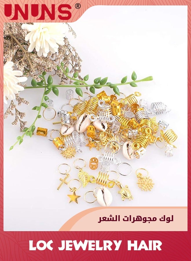 UNUNS Loc Jewelry Hair Accessories,230 Pcs Hair Beads For Women Braids,Gold Silver Hair Cuffs Pendant Rings Headband,Metal Dreadlocks Braiding Accessories Decorations - Image 3