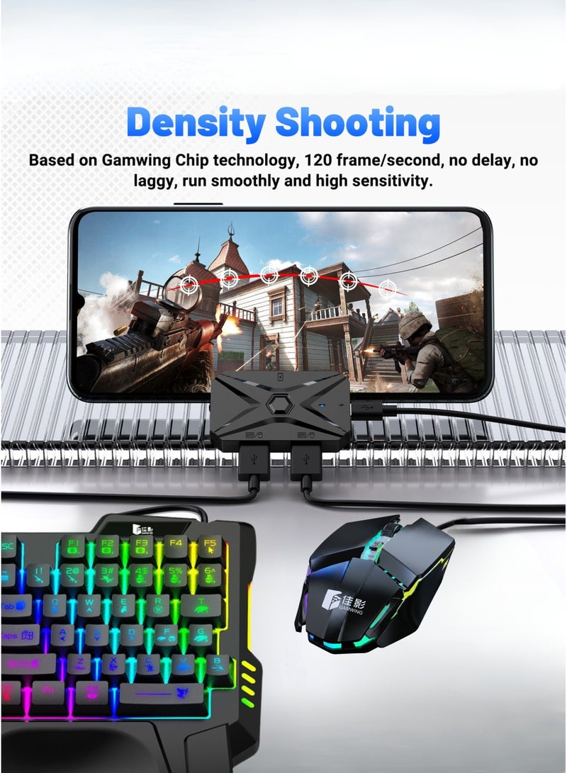 M1 Pro+ Wireless Game 5-in-1 Mobile Gaming Combo Pack with RGB Gaming Keyboard, RGB Gaming Mouse, Mouse Pad, Mobile Stand & USB Receiver – Mobile Gaming Keyboard Mouse Set for PUBG, Free Fire, Call of Duty, Android Smartphones - Image 2