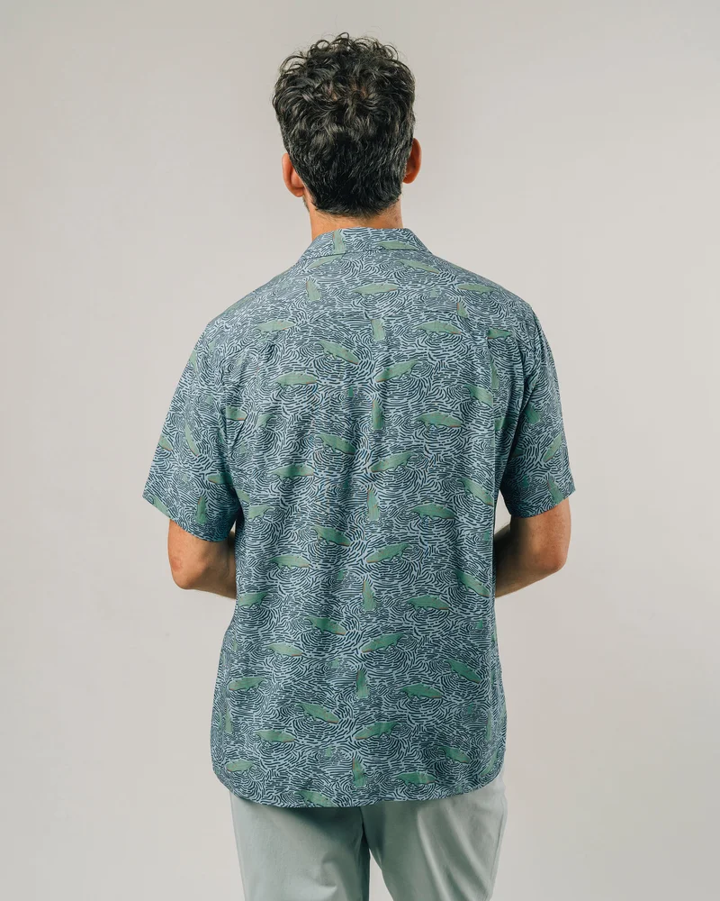 Brava Fabrics Crocodile Aloha Shirt Acqua 100% ECOVERO Viscose