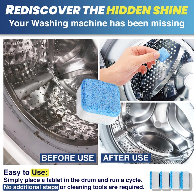 cosynee 24 Washer Cleaner Tablets - Deep Cleans & Deodorizes All Washers, Removes Grime & Odor, Powerful Descaling Formula, Eco-Friendly, 1-Year Supply, Septic Safe - Image 3