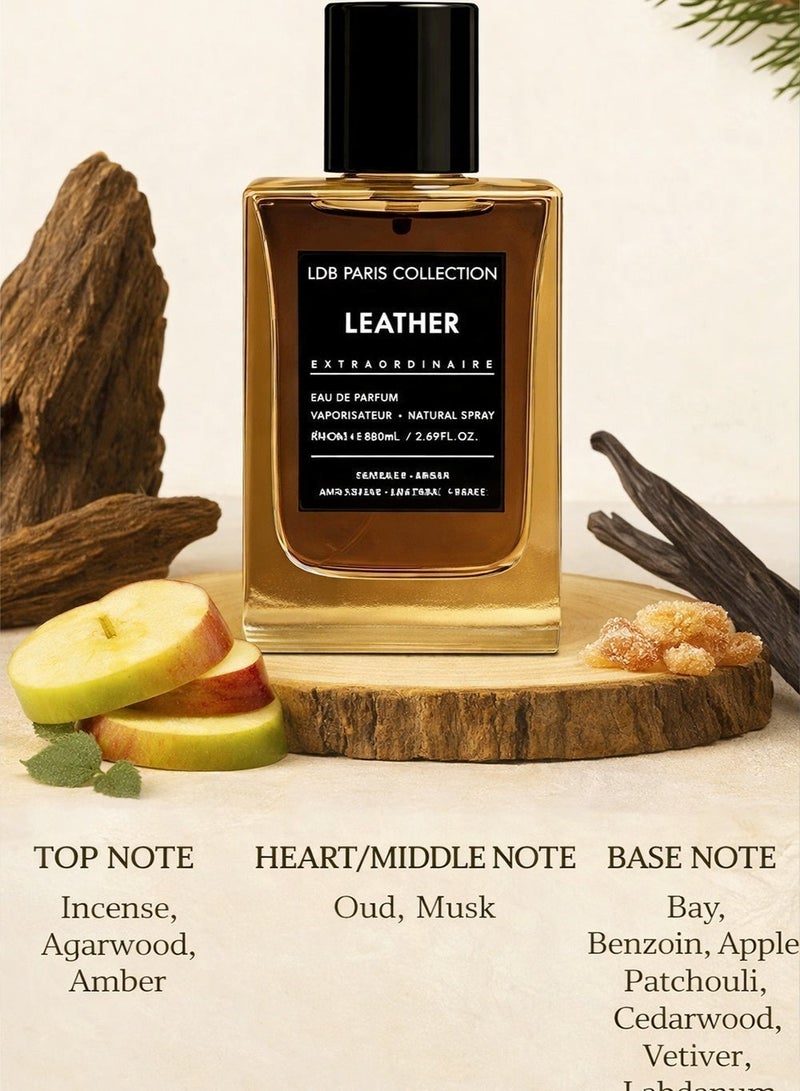 Linea De Bella LDB Paris Collection Leather 85ml | Long Lasting Perfume for Men with Oud, Amber & Patchouli Notes | Luxury Leather Perfume for Men - Image 2